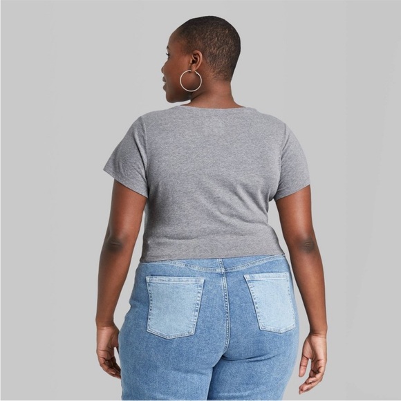 Women's Plus Size Short Sleeve V-Neck Cropped T-Shirt - Wild Fable™ - Picture 3 of 3